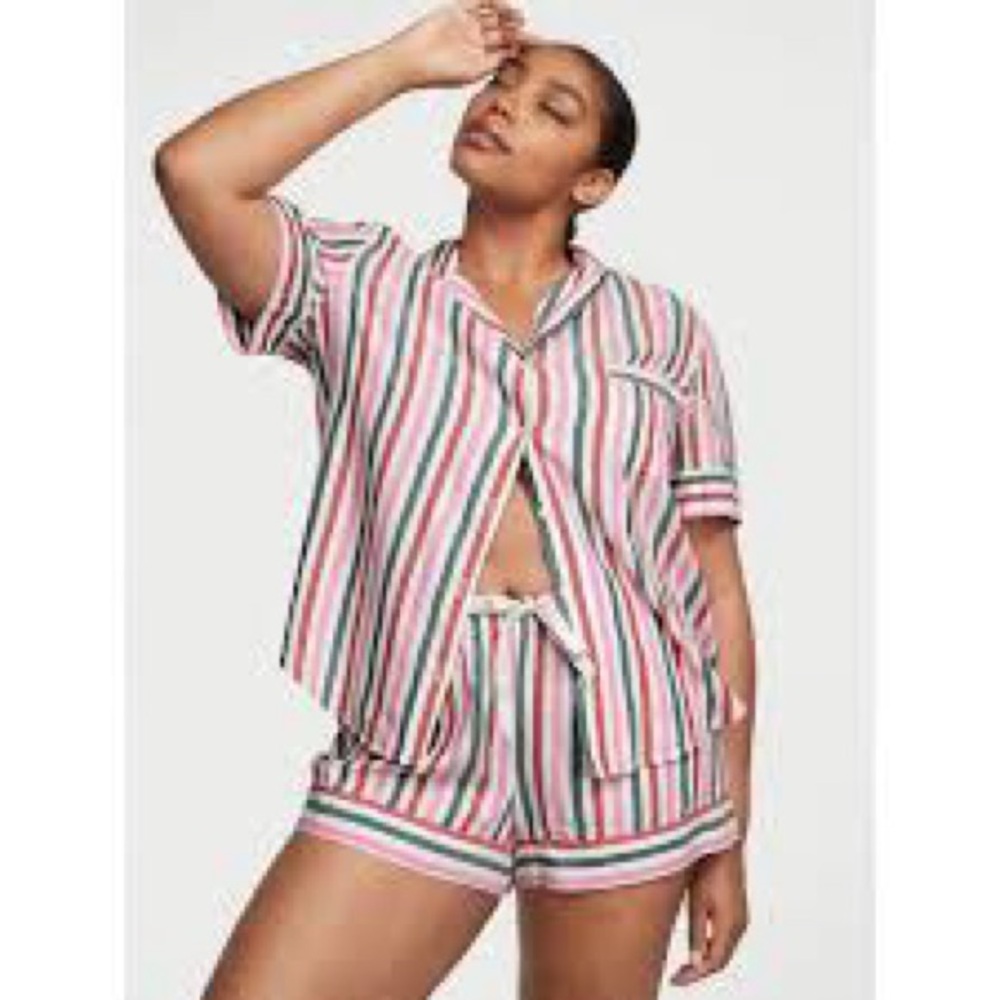 Victoria's Secret•Striped Women’s Pj’s Short Set • White,Gray,Pink, & Red • M • - Picture 6 of 6